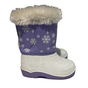 Outbrook Kids Snow Boots Child's Size 8 Faux Fur Lining Waterproof Purple White